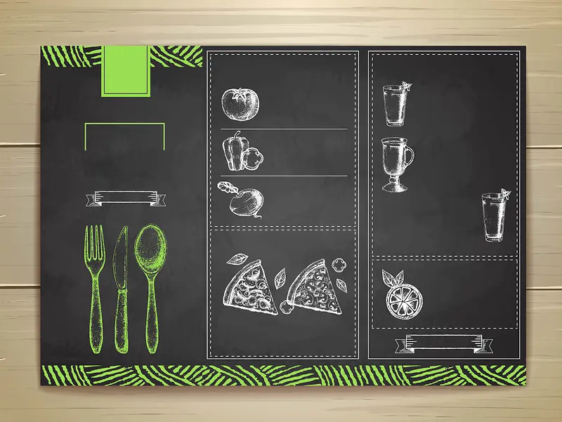 创意西餐厅手绘菜单海报背景模板