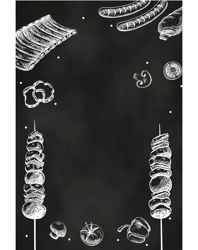 黑色背景手绘烧烤菜单平面广告
