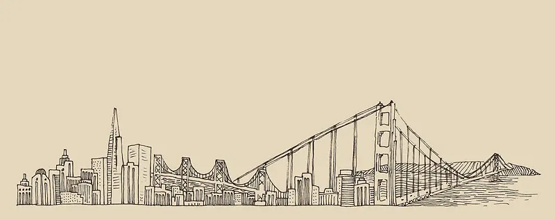 世界著名建筑素描旅游海报背景