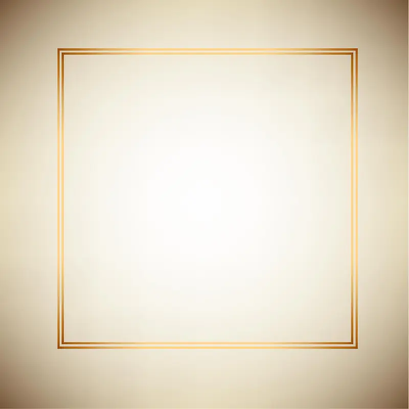 手绘简约金色边框正方形米色背景素材