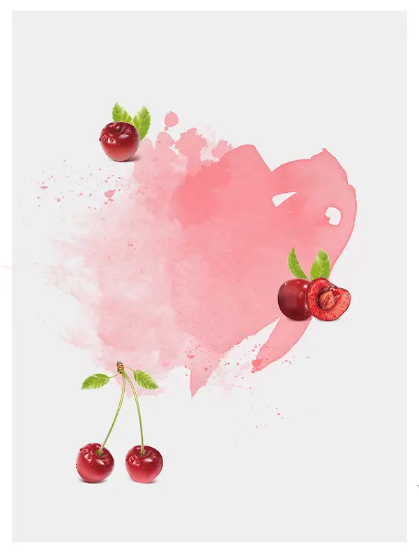 水果樱桃矢量海报背景模板
