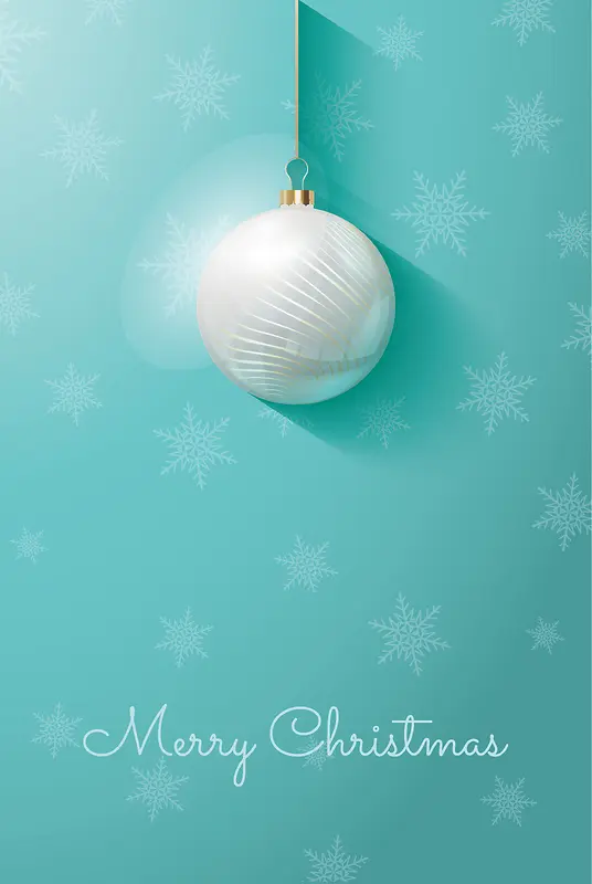 银色圣诞球清新浪漫海报背景素材