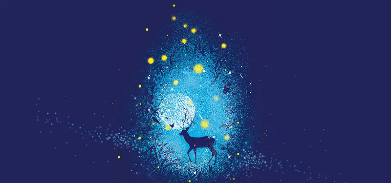 星空下的鹿插画BANNER