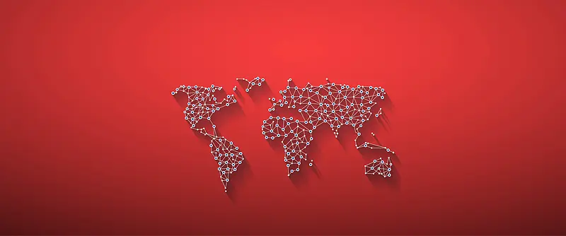 红色连线圆点世界地图