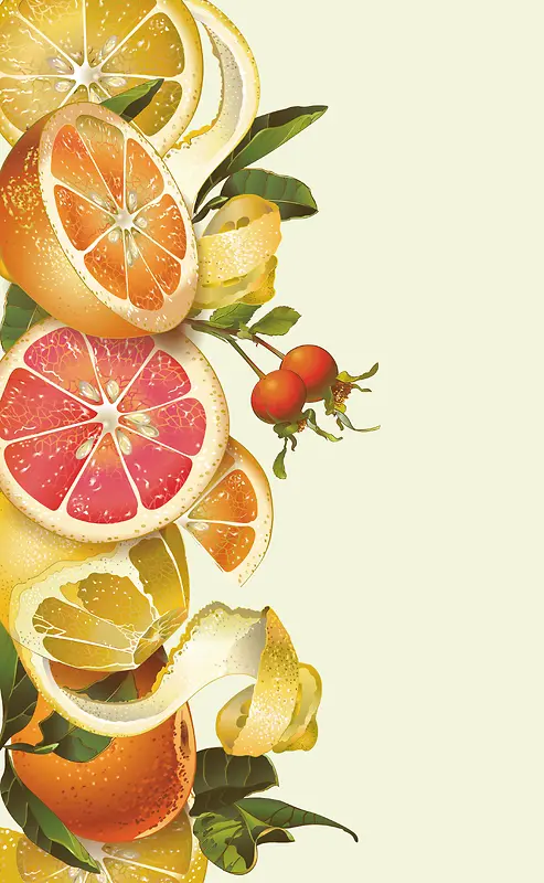 清新水果元素夏季果汁海报背景素材