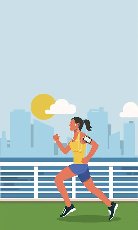 卡通人物健身跑步海报背景素材