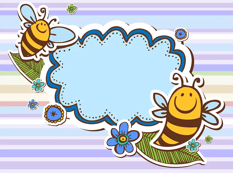 矢量幼儿卡通小蜜蜂展板背景