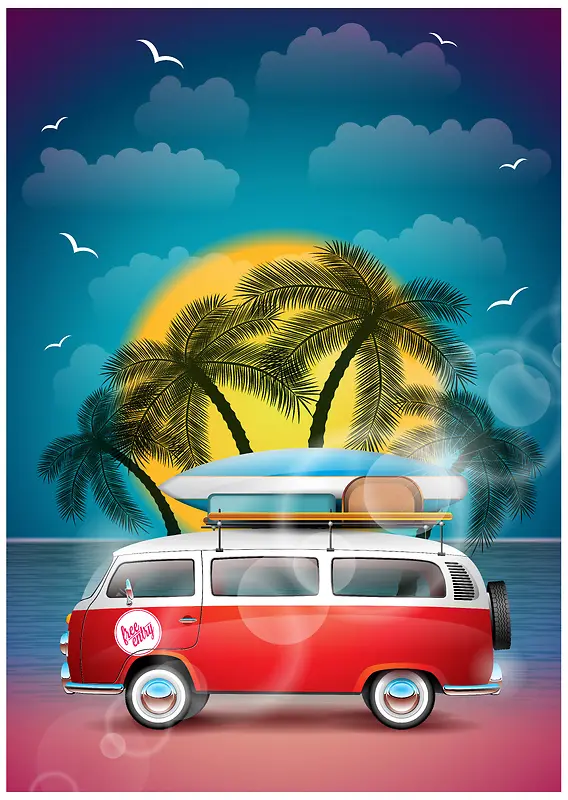 夏季出游自驾游海报背景素材