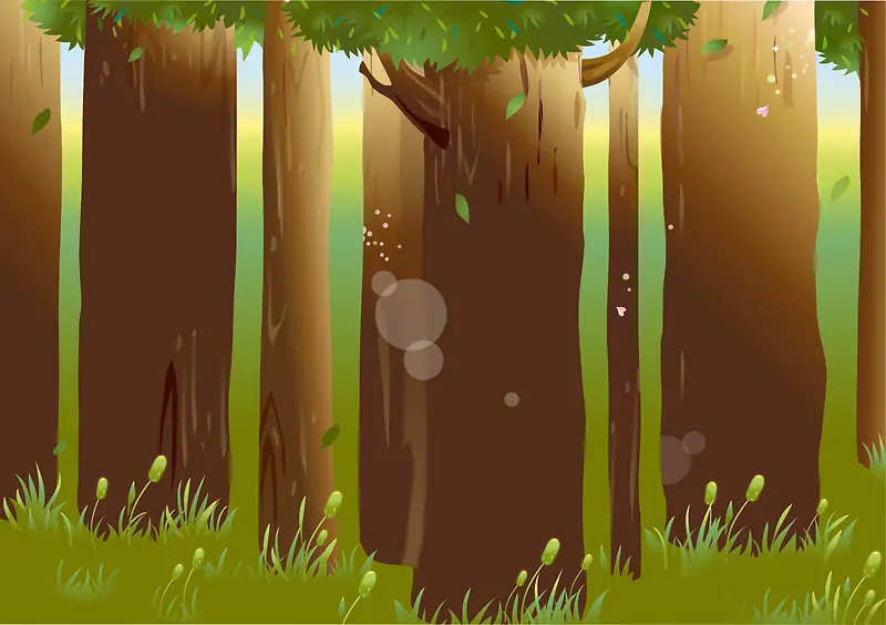 矢量卡通手绘插画森林背景素材