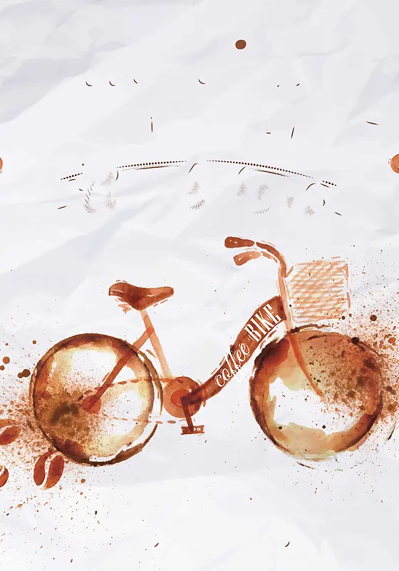 咖啡粉渲染自行车背景装饰