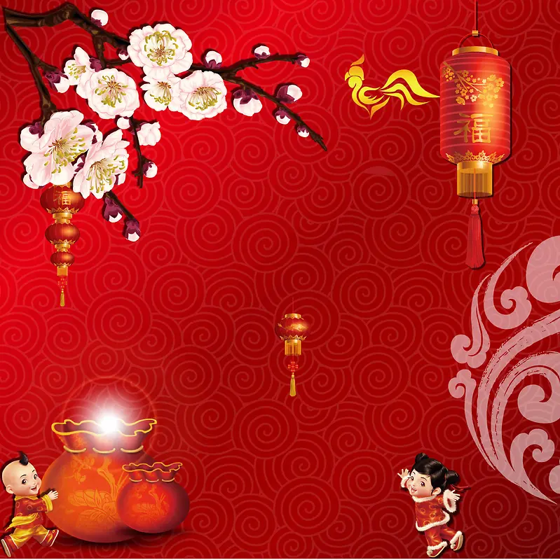 春节新年节日海报背景模板