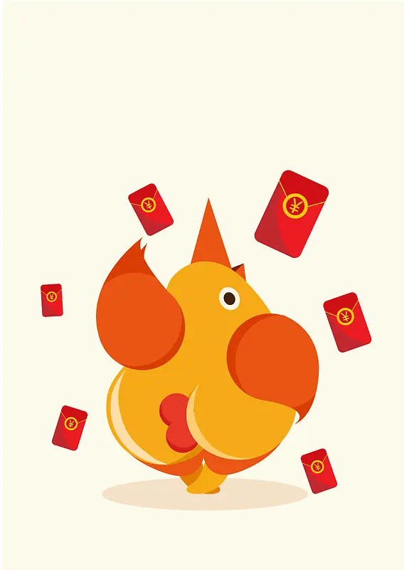 鸡年可爱蠢萌卡通形象手绘插画海报