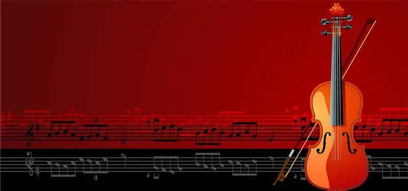 淘宝矢量卡通音乐吉他红色古典高雅海报背景
