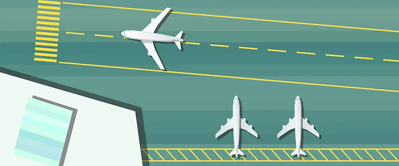 机场上的飞机卡通图案背景素材