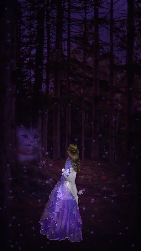 森林很神秘，公主与猫