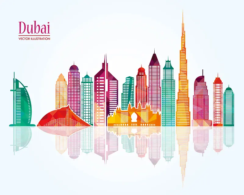 迪拜城市建筑背景模板