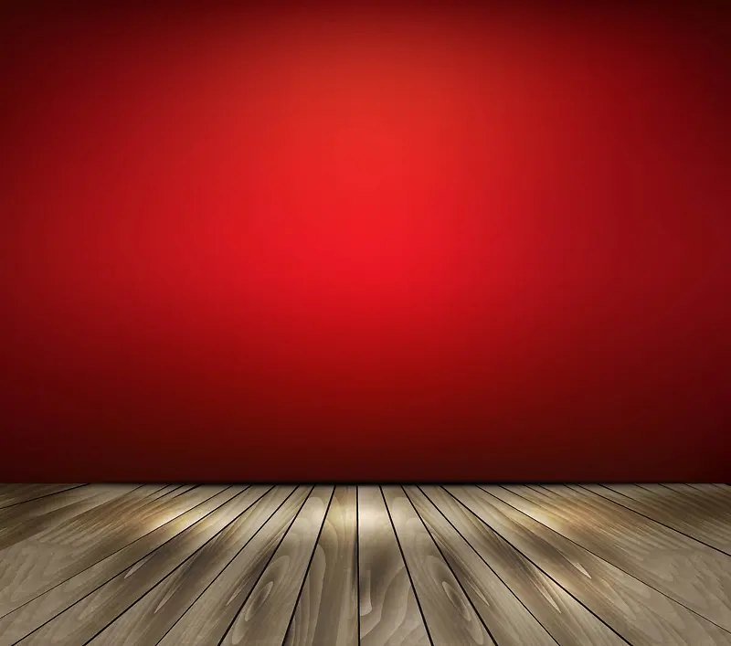 矢量大气红色墙壁木质地板背景