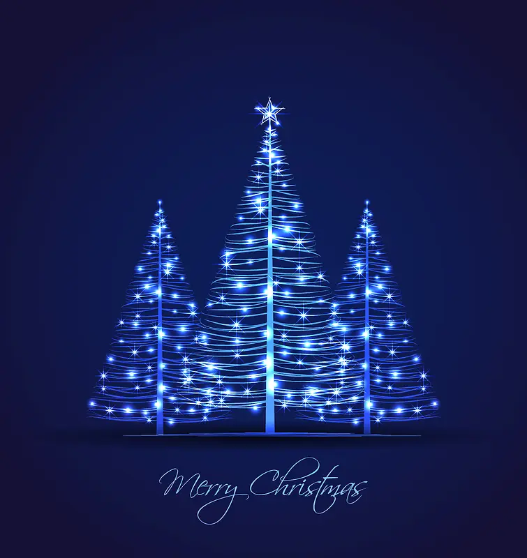 圣诞节蓝色圣诞树星星光斑深色背景素材