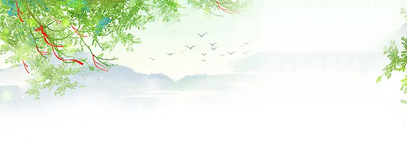 夏天文艺小清新柳叶绿色背景