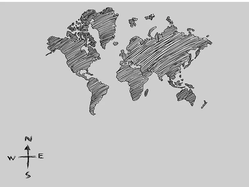 黑白笔触世界地图背景素材