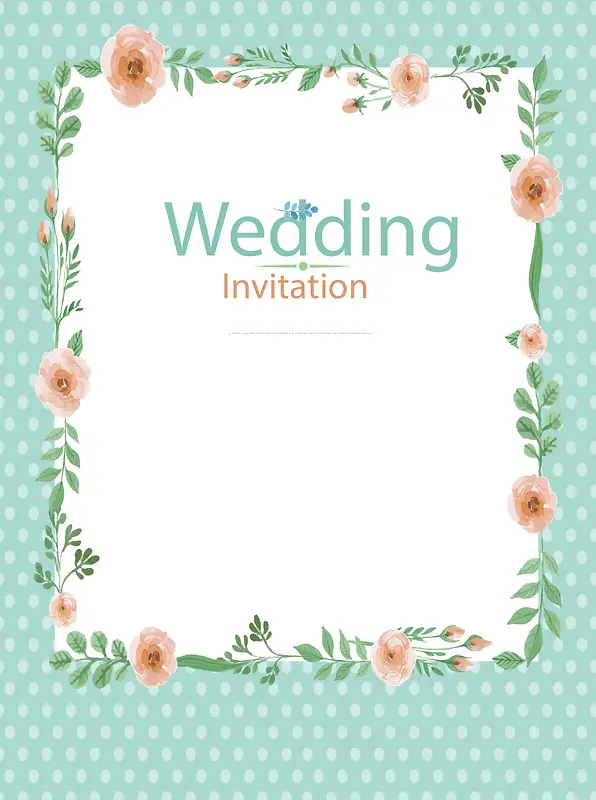婚礼花朵边框波点海报背景素材
