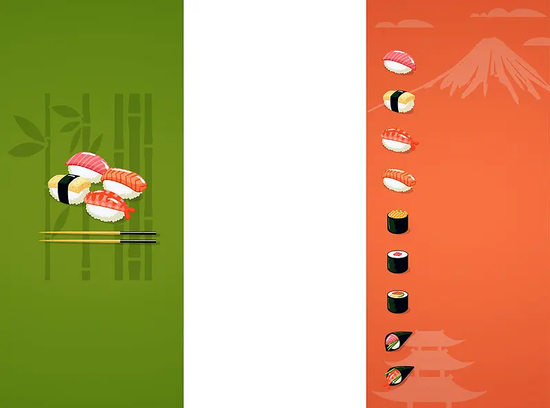 现代可爱卡通日式寿司店广告详情页手绘背景