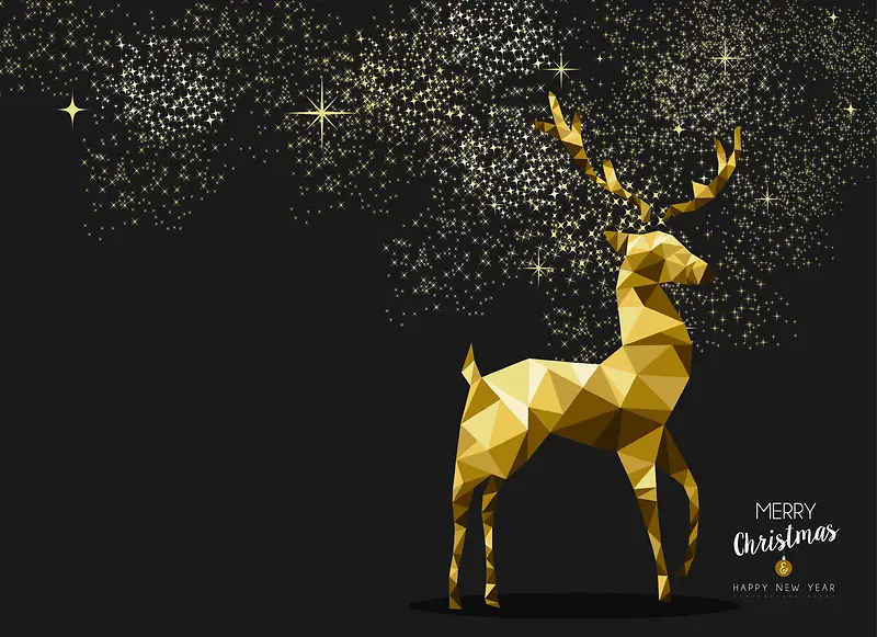 圣诞节金色驯鹿波点闪光背景素材