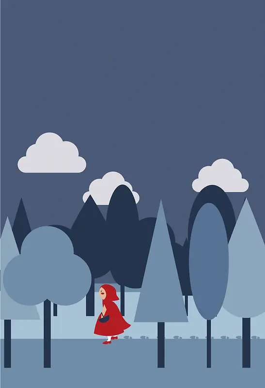 行走在森林里的小红帽海报背景素材