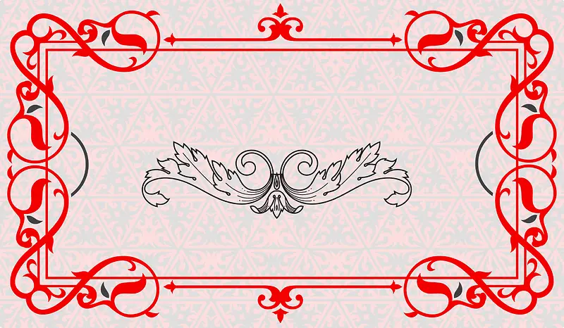 红色欧式边框花纹菜单卡片矢量背景