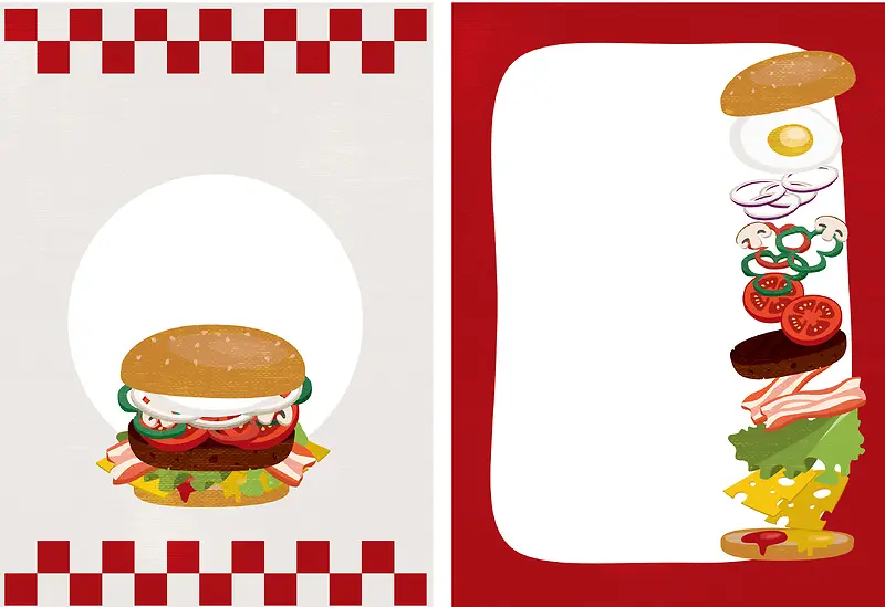 欧式可爱卡通风格快餐店海报菜单卡通背景