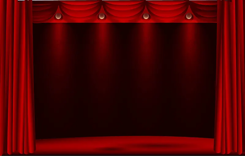 矢量红色幕布舞台背景素材