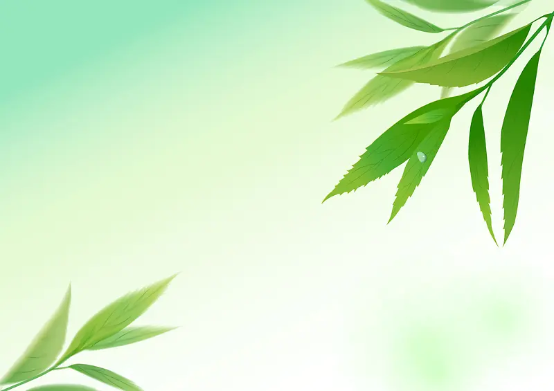 矢量绿色清新绿叶大自然背景