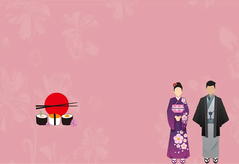 日式美食和服海报背景