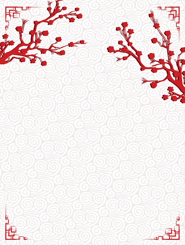 矢量中国风古典剪纸梅花背景素材