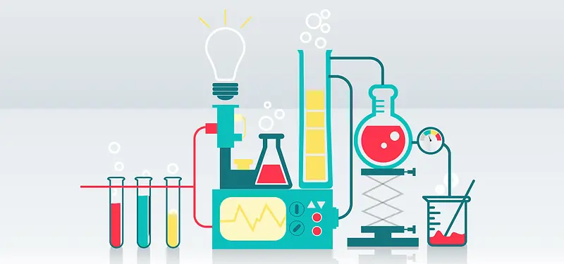 淘宝创意化学器皿矢量素材灯光试管海报背景