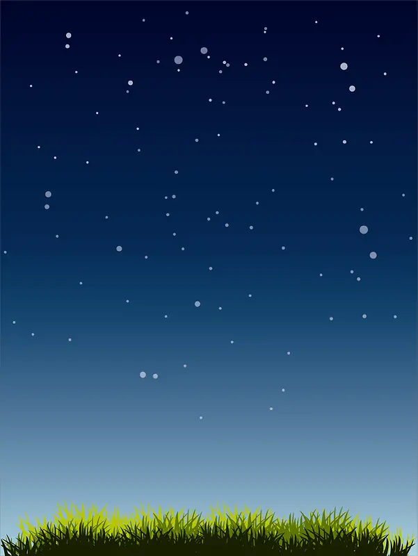 夏天夜晚星星草地矢量背景素材