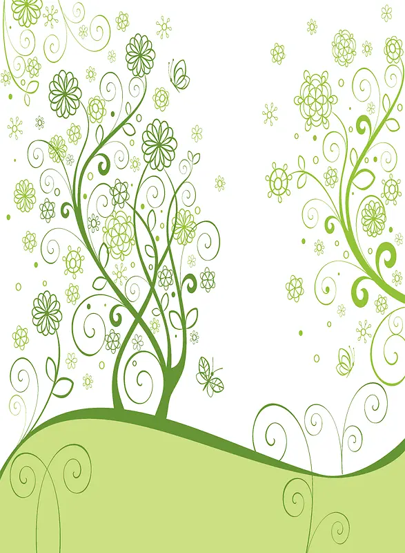绿色藤蔓曲线背景素材
