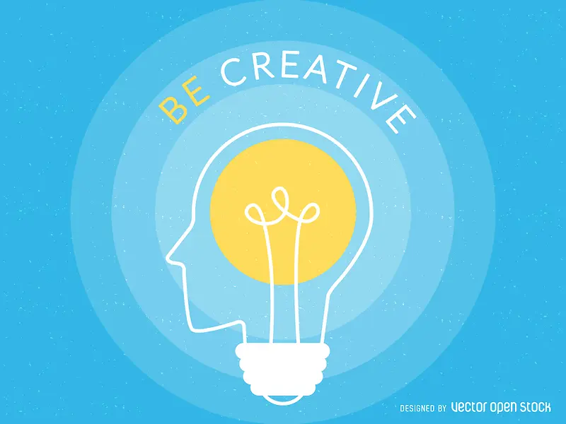 创造力人脑灯泡海报背景素材