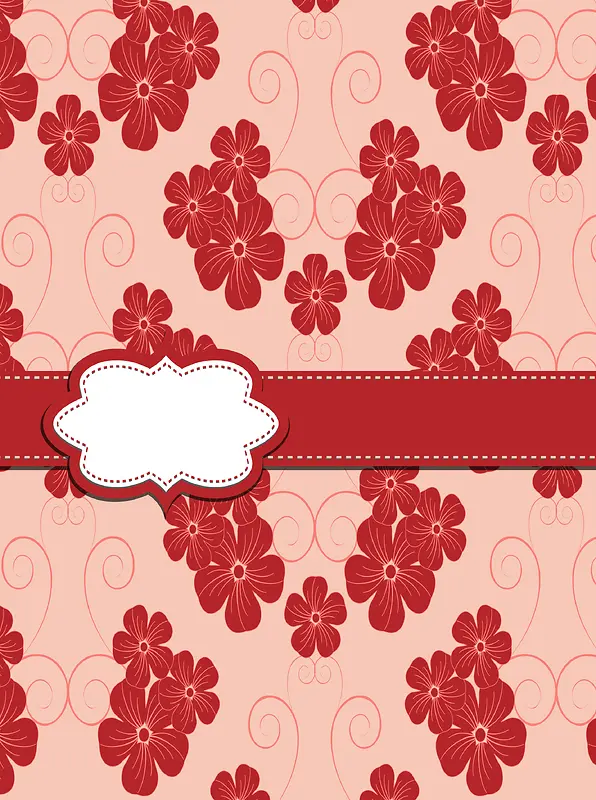 浪漫红色花朵传统纹理封面背景
