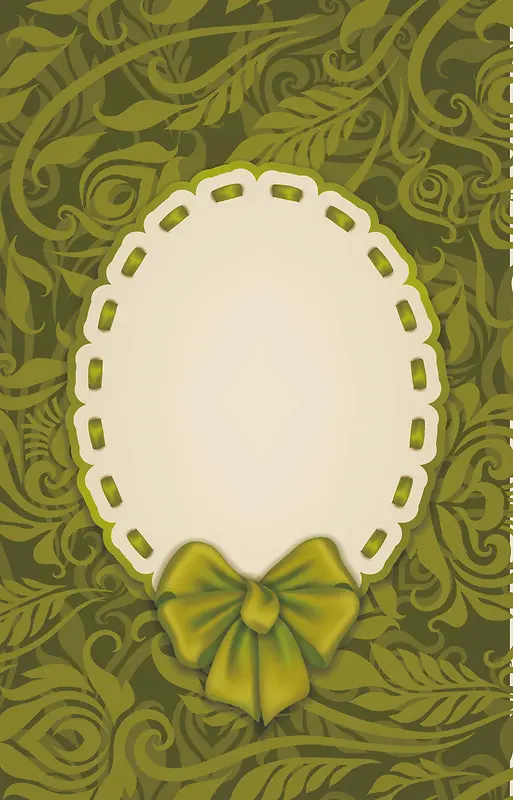 绿色花纹上的圆盘蝴蝶结背景素材