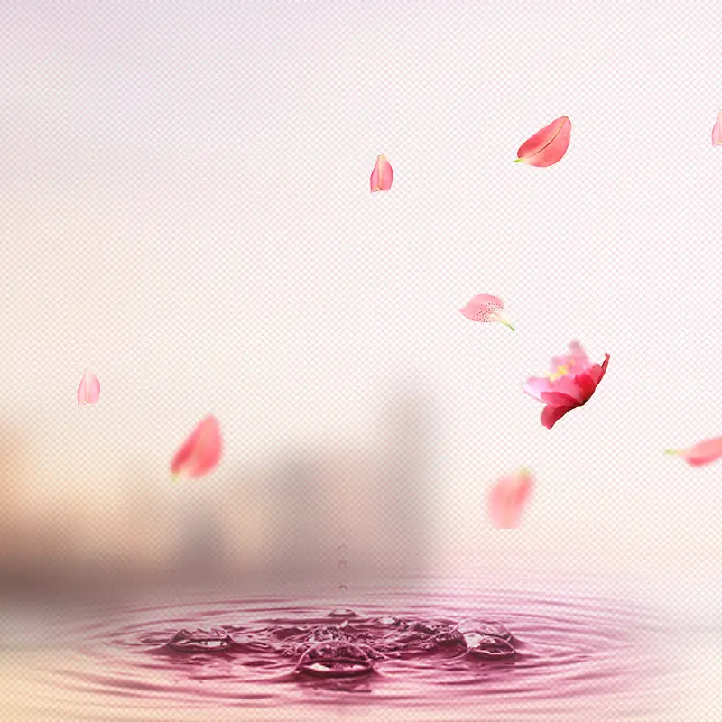 粉色水纹花瓣化妆品PSD分层主图背景素材
