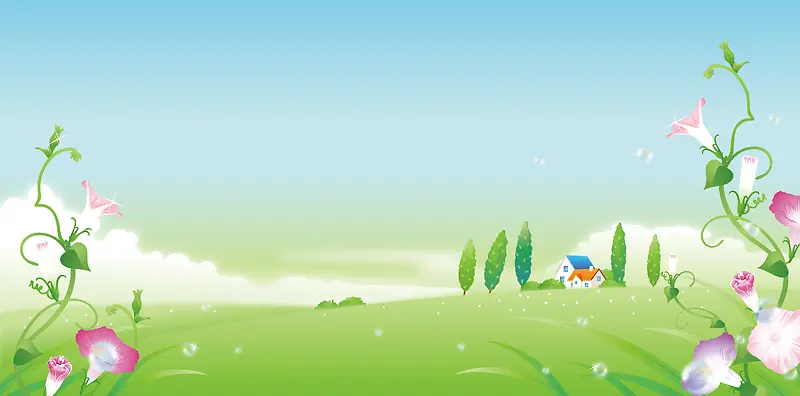 牵牛花绿地背景素材