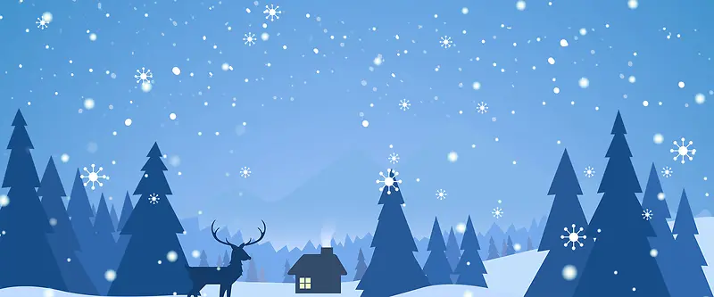 圣诞节麋鹿卡通雪花蓝色banner