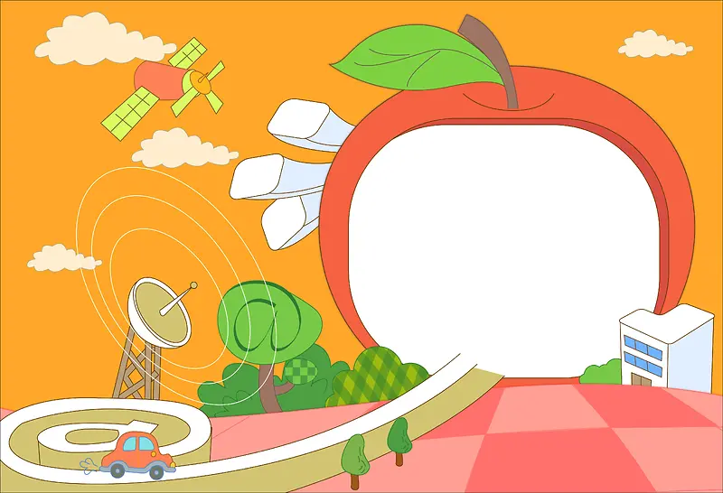 矢量卡通儿童教育苹果网络背景素材