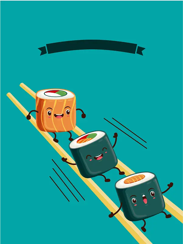 日本料理卡通寿司海报背景模板