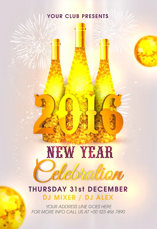 金色香槟新年背景