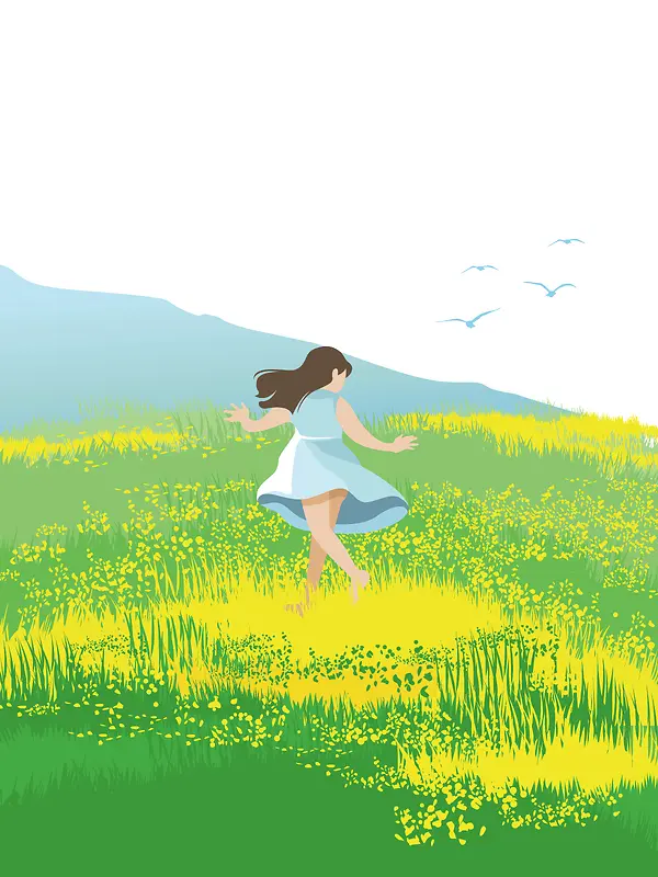 小清新手绘插画油菜花节海报背景素材