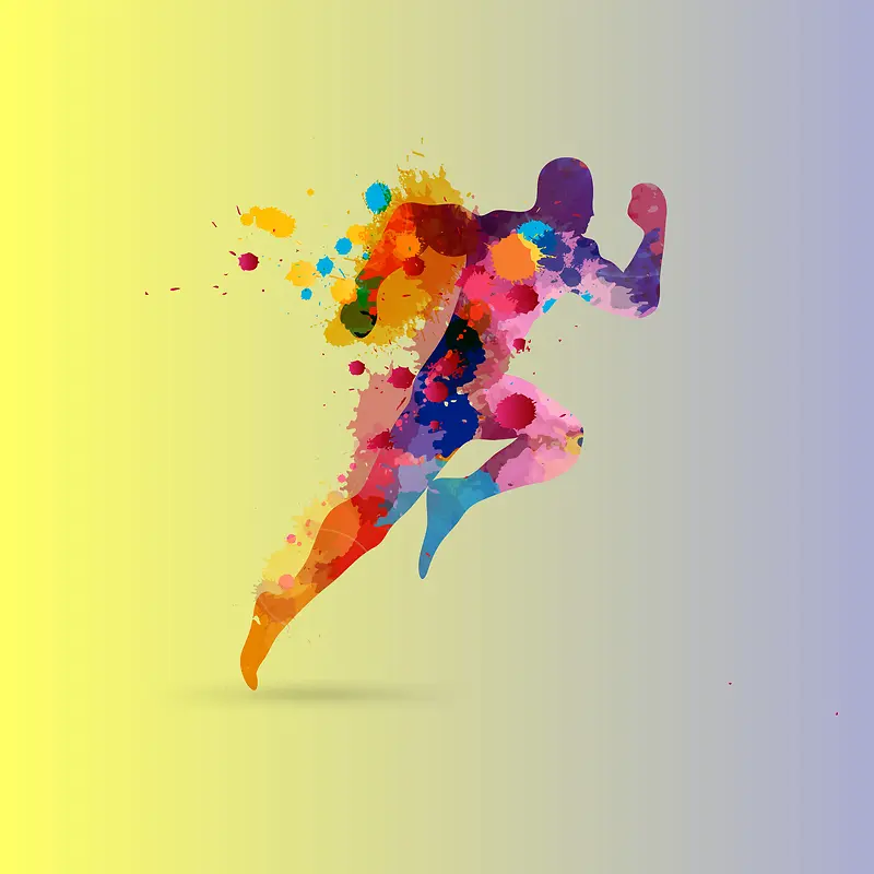 彩色喷绘奔跑人物运动广告海报背景