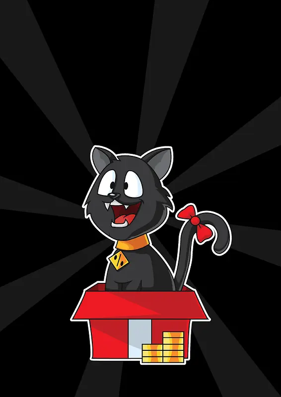 宠物猫咪红色盒子海报背景