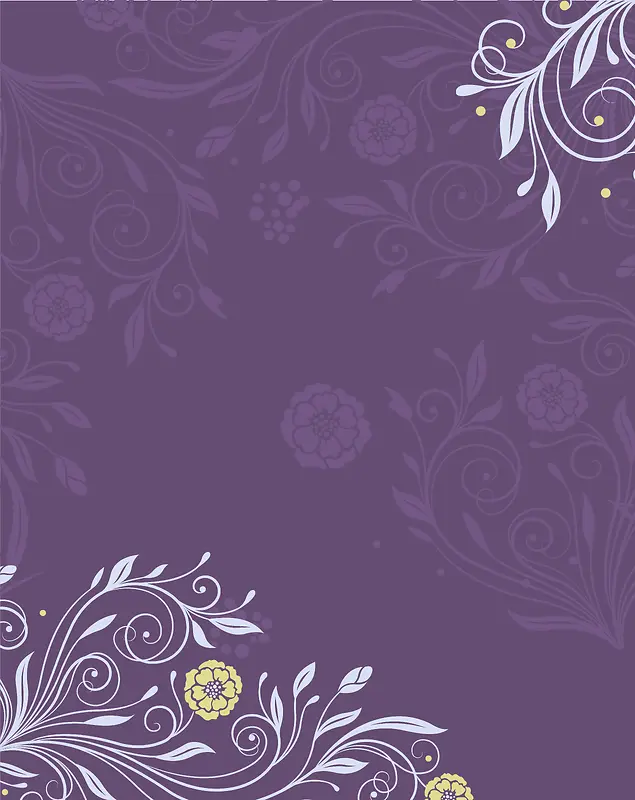 紫色勾线花卉少女边饰海报背景素材